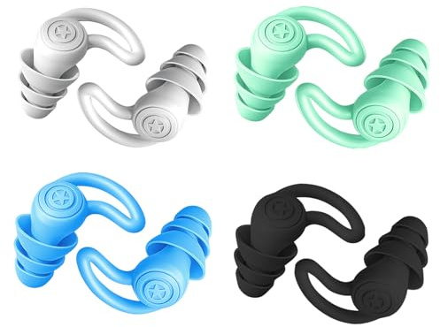LgCiXli Lot de 4 paires de bouchons d'oreilles professionnels pour la natation et le surf - En silicone souple avec transmission sonore