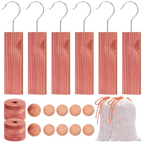 Xoeryoy 26 st cederblock för klädförvaring, aromatiska cederhängare, ringar och bollar, doftpåsar, garderobsfräschare för garderober, lådor och bokhyllor; 1