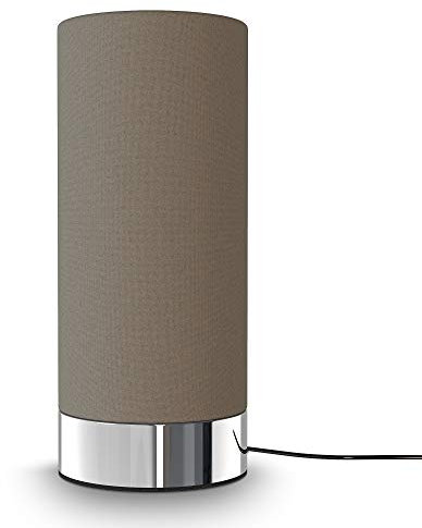 B.K.Licht I lampe de table tissu taupe I fonction dimmable tactile I gradable sur 3 niveaux I douille E14 I socle chromé I sans ampoule