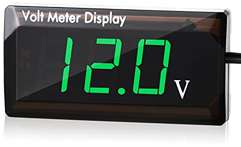 Voltmetro Digitale per Auto DC 12V Display a LED Misuratore di Tensione con Pannello Digitale Misura la Tensione da 4-28V Voltmetro Gauge per Veicolo Moto Camion ATV SUV (Verde)