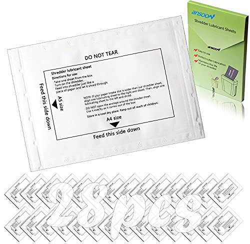 Ansoon Papierschredder Schmierblätter, Papierschredder, Ölschärf- und Reinigungsblatt für Kreuz- und Mikroschnitt-Papierschredder (28er-Pack)