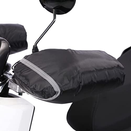 Gants Moto Hiver Automne Universel Manchon Poignées de Guidon Moto Imperméable Anti-Vent/Froid Moufles de Protection Thermique Doublure Velours Epais Protège-Mains pour Scooter Moto Homme Femme,Noir
