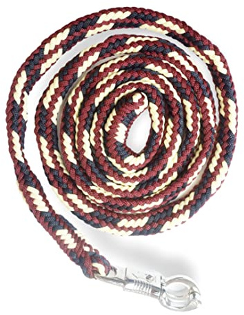 Guías para caballos, con gancho de pánico estable, longitud 2 m, muchos colores (burdeos, azul marino y crema)