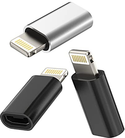 Micro USB Mutter auf Lightning Männlich Adapter(3pack)Android to Iphone Klinke Ladekabel Stecker Set Ladegerät Zubehör Charger Kabel Netzteil für 14 13 12 11 Pro Max Mini 6 7 8 Plus X Xs Xr Ipad to-L