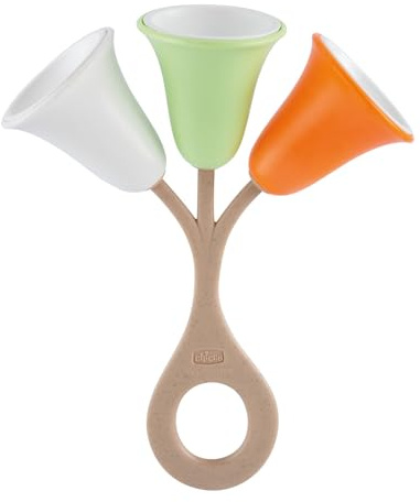 Chicco, Sonaglio Tulipano, Sonaglio Neonato, Gioco in Plastica Riciclata e Bioplastica, Facile da Afferrare e Scuotere, Campanelle con Suono Tintinnante, Senza Vernici, Giochi Neonati 3-18 Mesi