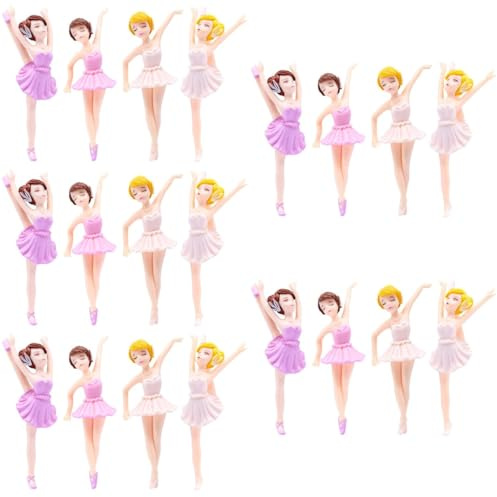 BESTOYARD 20Pcs Ballerina Cake Toppers for Girls, Ballet Dancer Figurines, Birthday Party Decorations, Elegant and Sweet Cupcake Ornaments for Baby Shower and Dance Theme Parties