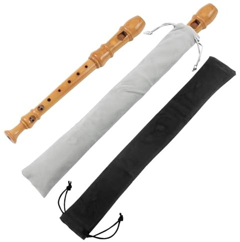2 Stück Tasche für Sopranblockflöte, Blockflöten, Flöte Tasche, Sopranblockflöte Samtbeutel, Ideal für Flöten, Klarinetten, Drumsticks, Mundharmonikas, Kürbisgewächse(Schwarz + Grau)