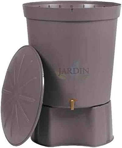 Wassertank aus Polypropylen, 300 Liter, inklusive Deckel + Wasserhahn, Durchmesser 82 cm, Höhe 86 cm, Grau