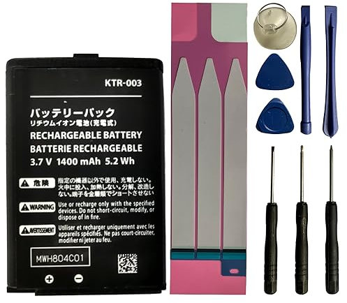 XITAIAN 3.7V 5.2Wh 1400mAh KTR-003 Ersatz der Batterie für Nintendo New 3DS N3DS Handheld Gaming Konsole mit Tooltik