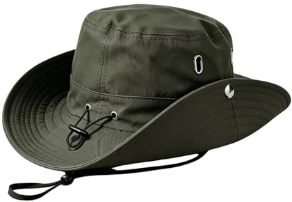 JFAN Cappello Pescatore Uomo Donna Tesa Larga Pieghevole UV Leggero Traspirante Cappello da Sole Esterno per Pesca Campeggio Trekking Spiaggia(Verde,Taglia Unica)