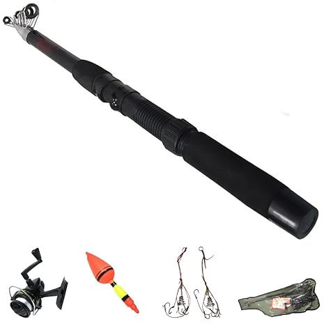 Pack caña de Pescar Trimax 1,8m | Kit Completo de caña de Pescar telescópica Ultraligera para niños + Carrete + anzuelos + flotadores + Funda