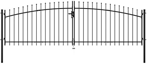 Willood Doppelflügel-Gartentor mit Speerspitzen 400×175cm Doppeltor Zauntor Gartenpforte Hoftor Flügeltor Gartentür Zauntür Tor Industrietor