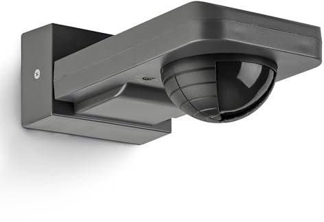 SEBSON Détecteur de Mouvement Extérieur IP65 - Montage en Saillie au Mur ou Plafond, Programmable, 20m / 360°, LED Adapté - Capteur Infrarouge avec 3 Capteurs
