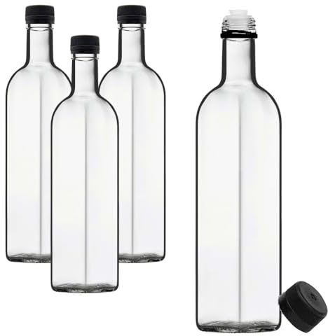 mikken 4 botellas de aceite de 500 ml con vertedor de cristal, incluye etiquetas para etiquetar