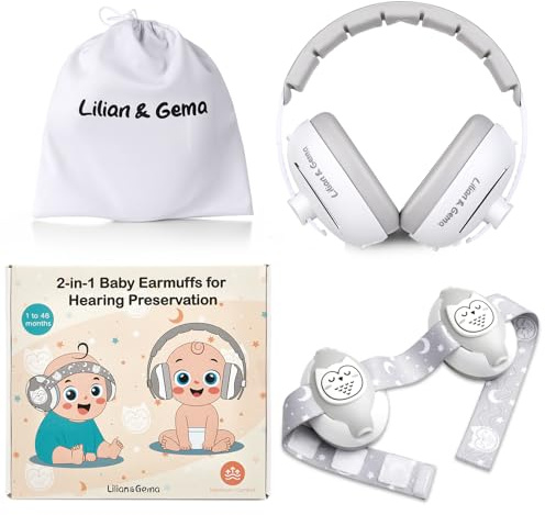 Lilian&Gema Adjustable Baby Ear Defenders, Owl Design, Sleep & Activities, Head Protection for Under 48 Months