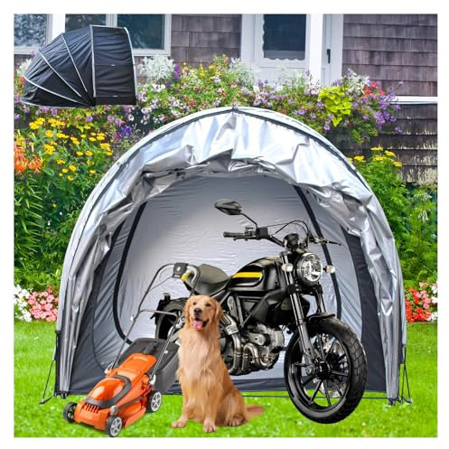 Garage Moto Appeso 2 in 1 Tenda Moto con Doppie Porte per 2-5 Biciclette Garage Moto per Esterno Casette Da Giardino,Black