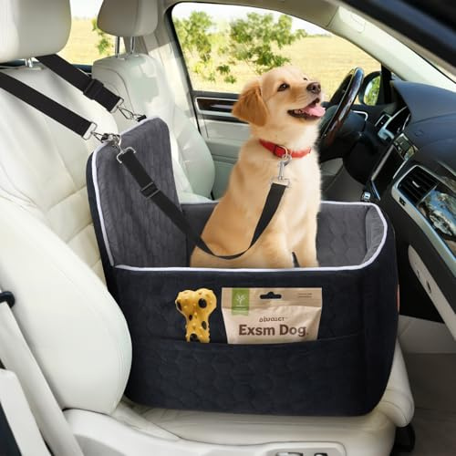 Siege Auto Chien, Panier Chien Voiture avec Mousse à Mémoire de Forme, Housse Amovible Lavable, Ceinture de Sécurité, Siege Auto pour Chiens de Taille Moyenne et Petite Jusqu'à 30 LB (52x52x50cm)