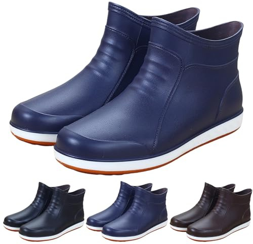 Botas de lluvia para hombre, antideslizantes, de goma para exterior, resistentes al desgaste, botas cortas de goma, zapatos de trabajo ligeros y robustos, impermeables, botas de pesca, botines de goma