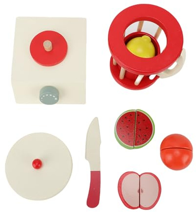 Generic Presse-Agrumes en Bois pour Enfants, Ensemble D'accessoires de Cuisine avec Coupe-Tasse, Mélangeur de Smoothie en Bois de Hêtre Sûr pour Les Tout-Petits, Garçons et Filles