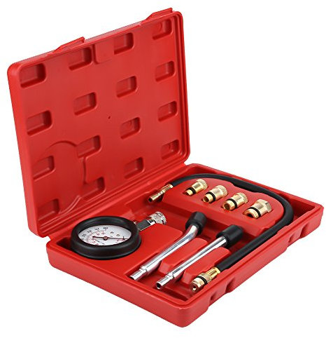 Kit motore a compressione cilindro 8 pezzi, strumento diagnostico misuratore di compressione con custodia in plastica, manometro per pompa carburante, per camion auto moto
