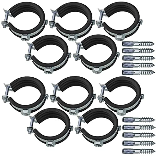 10 Stück Set Rohrschellen aus Stahl verzinkt Spannbereich 12 bis 16 mm Rohr Außendurchmesser 1/4 Zoll mit Schallschutz Gummi Einlage + Stockschrauben M8 Halterung Befestigung 10er Pack