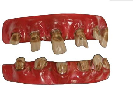 Faulige Horror Zahnschienen mit Belag für Oben und unten Aufsteck-Gebiss Faule Zombie Zähne Halloween