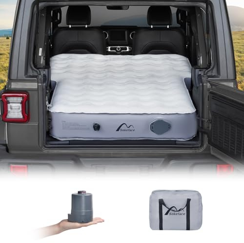Sokeface SUV Air Mattress Jeep Wrangler Air Mattress Jeep Mattress with Wireless Air Pump,Car Mattress Jeep Wrangler Bed 10inch SUV Camping Bed for JK JKU JL JLU Unlimited 4 Door