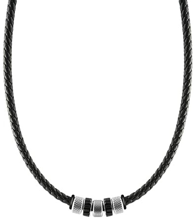 SHIEAGLELD Collana da Uomo in Pelle, Collanas Intrecciata in Pelle, Cordino per Pendenti, Collana con Ciondolo Stile Classico Uomo,55CM Schwarz 2