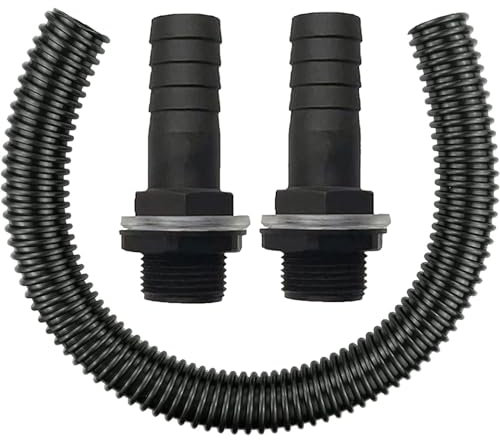 Regentonnenverbinder-Set, 25 mm, Fallrohr-Verbindungsset zum Verbinden von 2 Wasserspeichertanks, Regentonnen, Wassertanks (Rohrlänge: 50 cm)