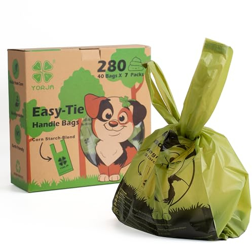 YORJA Sacchetti per escrementi per cani, 280 sacchetti per escrementi di animali domestici, spessi e resistenti, 100% biodegradabili, a prova di perdite, biodegradabili (verde)