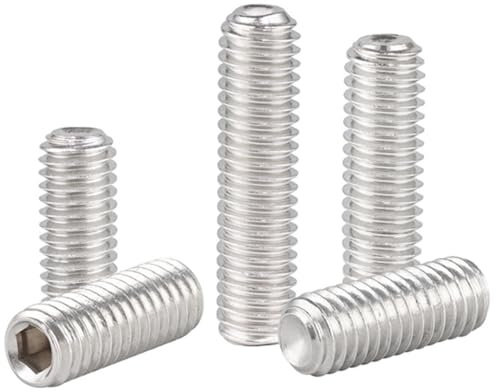 50Pcs M3-0.5 x 10mm Hex Socket Set Grub Screws,Headless Cup Point,Flat Point Grub Bolt,Internal Hex Drive,304 Stainless Steel,Headless Concave End,Metric External Thread,for Towel Rack Door Knob