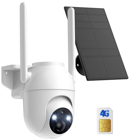 PEEIPM 4G LTE Überwachungskamera Aussen Solar: 2K Überwachungskamera Akku mit SIM Karte - Outdoor Kamera Kabellos mit Bewegungsmelder Nachtsicht Farbe IP65 Wasserdicht