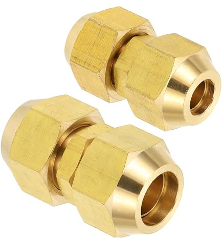 PATIKIL Pipe Extension Joint Connector Set, 2Pcs Free Welding AC Copper Pipe Coupling Adapter Fittings with Flare Nuts for Copper Pipe Diameter 3/8 and 5/8 Refrigeration HVAC
