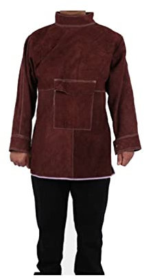 STRAFBRG Schweißschürze Anti-Flame Long Coat Schutzbekleidung Anzug Schweißjacke Lederschürze,Vielseitiger Täglicher Gebrauch(Brown,XL)