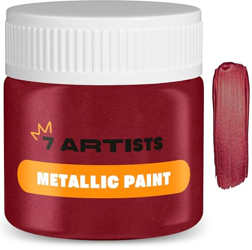 7 Artists Acrylfarbe Metallic Bourdon 50 ml Acrylfarbe Rot | Acrylfarben Metallic | Rote Acrylfarbe Glitzer | Acrylfarben Rot | Rote Farbe Acryl | Acrylfarbe Beere, Weinrot, Karminrot, Bordeaux