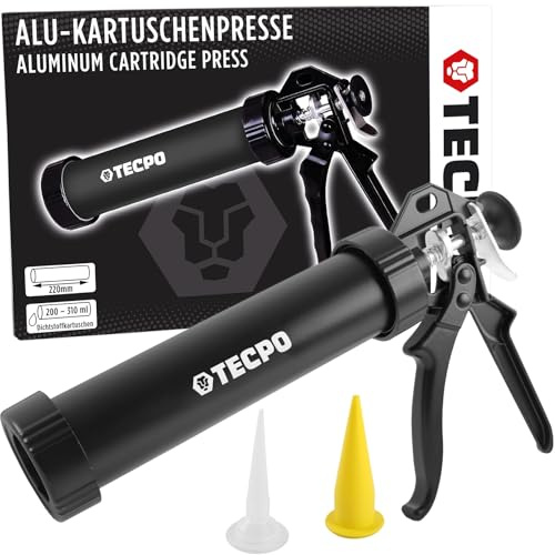 TECPO Pistolet à cartouche ergonomique, version professionnelle, cartouches de 200 à 400 ml, presse à cartouches en alliage d'aluminium, pistolet à graisse