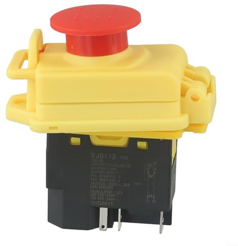 KJD17B Interrupteur à bouton-poussoir électromagnétique étanche à 5 broches pour mini tour de machine outil de sécurité, fonction d'arrêt de sécurité, outils électriques industriels 250 V