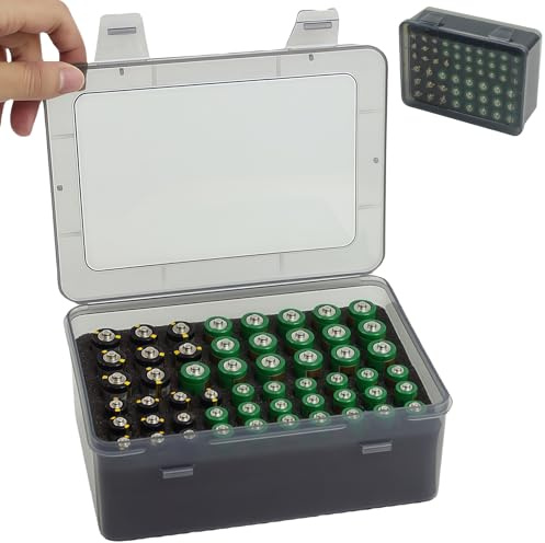 LEKEFETO Batteriförvaringslåda: Batterilåda rymmer 24 AA & 30 AAA-batterier, batterilåda, batteriförvaringsbox arrangör väska, batterilåda av plast, batterier ingår ej