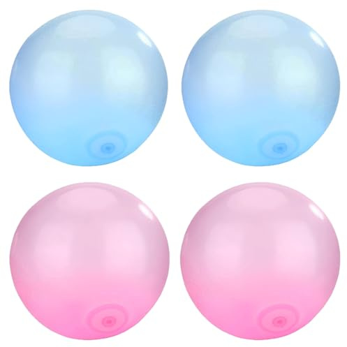 Bubble Ball, Giant Inflatable Ball for Outdoor Fun, Set of Four TPR Bubble Balloons in Blue and Pink, Perfect for Parties and Gatherings, Each Expands to 50 Cm / 19.7 in
