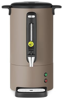 HENDI Percolateur à café 7L UNIQ, cafetière à percolation avec paroi simple et robinet anti-gouttes, filtre intégré, 230V, 50/60Hz, 1050W, 307x330x(H) 450mm, taupe, Inox, PP