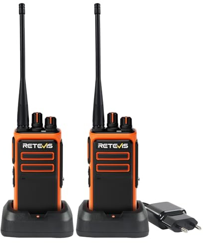 Retevis C66 Walkie Talkie Professionell, Långdistans Tvåvägsradio för Vuxna, 100 Minuter Snabbladdning, Anpassningsbara Sidoknappar, VOX, Lätt att para Ihop (Orange, 2 st)