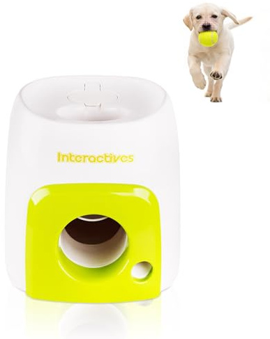 Kukyller Automatic Dog Ball Launcher, Interactive Tennis Ball Thrower Rechargeable Dog Toy Mental Stimulation Training Game for Indoor Outdoor