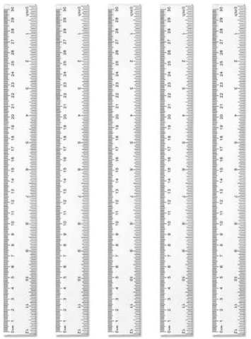 5Pack 30cm Thick Clear Plastic Ruler 12 Inches Shatter Resistant Metric Transparent Straight Measuring Ruler Tool (30CM)