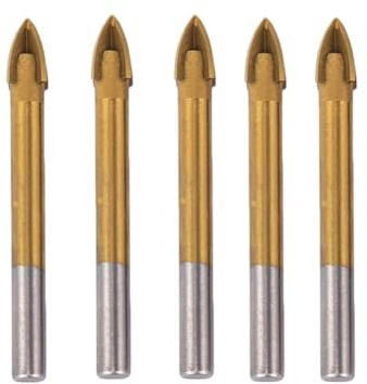 Honseadek Set di 5 punte da trapano in carburo per piastrelle e vetro, 5-12 mm, testa a croce per piastrelle di ceramica, marmo, granito, legno, plastica, pareti di cemento (12 mm)