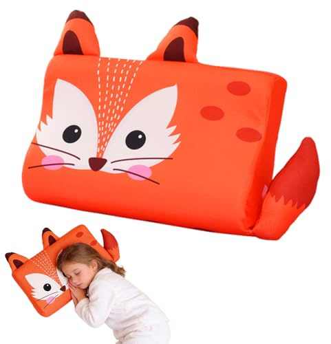 Wxeadu Almohada Infantil, 45 x 27 cm Almohada para Niños, Almohada Niño con Funda, con Memoria, Transpirable y Suave, Almohadas Ergonómica para Niños de 3 a 12 Trae Dulces Sueños (Zorro)
