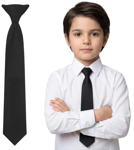 ALLGAYER Black Clip On Tie Pre Tied Necktie For Men Boys Polyester | Pre Tied Black Necktie,Durable Polyester Silk Material,Easy Wear Zipper Design,Practical Formal Accessory For Men And Boys