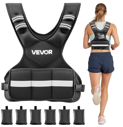VEVOR Chaleco Lastrado Ajustable de 4,66 kg, Chaleco Ponderado con Forma de X, con 8 Paquetes de Pesas Extraíbles de 0,45 kg, para Entrenamiento de Fuerza, Correr, Fitness, Desarrollo Muscular