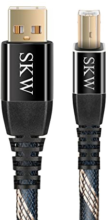 SKW Cable de impresora USB de 1,5 m, cable de escáner USB A a USB B 2.0 para impresoras HP, Canon, Epson, Lexmark, Brother, Samsung, etc.（1.5m）