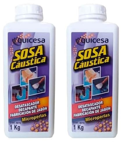 Sosa caústica en microperlas bote 1 kg Pack 2 uds. Potente desatascador, decapante apto para la fabricación de jabón