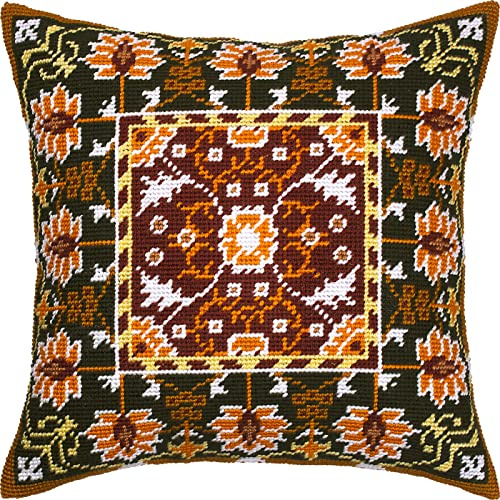 Brvsk små blommönster. Broderi kit med tryckt gobelängduk (40 × 40 cm) – broderikudde kit för kreativ heminredning – handarbetskit för vuxna nybörjare